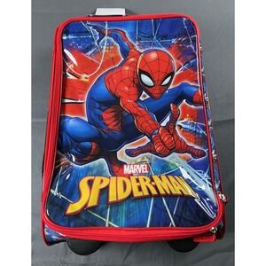 Marvel Spider-Man 18 Inch Rolling Luggage Kids Suitcase Blue Red Bioworld NEW